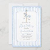 Bleu Carousel Baby Boy Douche Invitation (Devant)