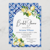 Bleu Carrelage citron Douche nuptiale Invitation (Devant / Derrière)