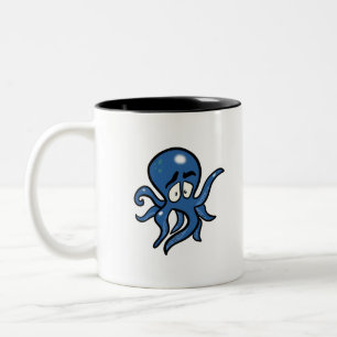 Bleu Cartoon Octopus Mug à café à deux tons