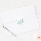 Bleu Cartoon Unicorn autocollant (Enveloppe)