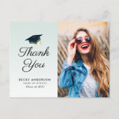 Bleu casquette graduation merci carte postale (Devant)