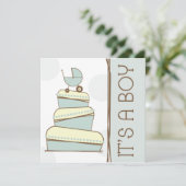 Bleu "C'est un garçon" Invitation Baby shower (Debout devant)