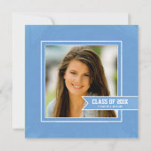 Bleu Chalkboard Graduation Invitation avec photo (Dos)