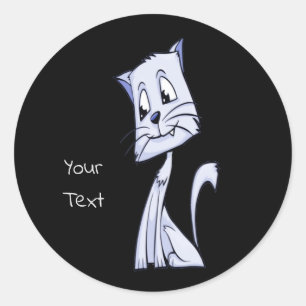 Bleu chat Sticker rond classique