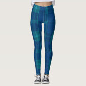 Bleu Checker Plaid Motif Leggings (Devant)