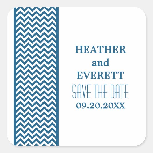 Bleu Chevron Bordure Enregistrer Stickers Date (Devant)