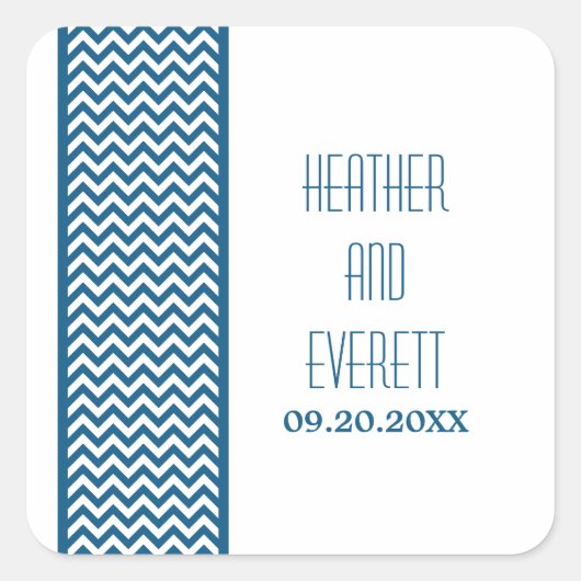 Bleu Chevron Bordure Mariage Stickers (Devant)