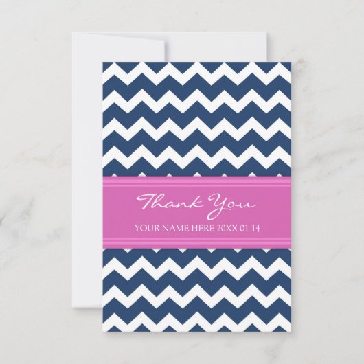 Bleu Chevron de rose de cartes de Merci (Devant)