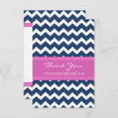 Bleu Chevron de rose de cartes de Merci (Devant / Derrière)