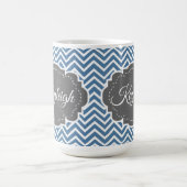 Bleu Chevron Mug de café personnalisé (Centre)