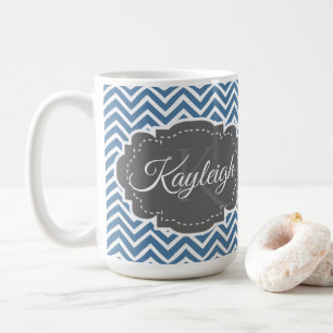 Bleu Chevron Mug de café personnalisé