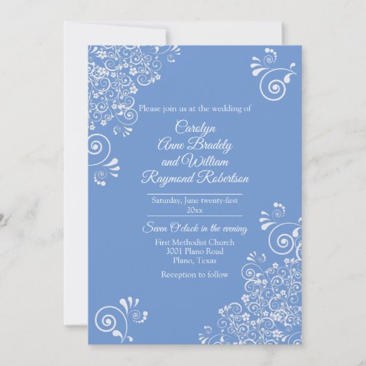 Bleu chic avec Faire-part de mariage aux parfums b (Devant)