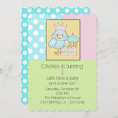 Bleu Chic Babys Invitation d'anniversaire (Devant / Derrière)