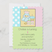 Bleu Chic Babys Invitation d'anniversaire (Devant)