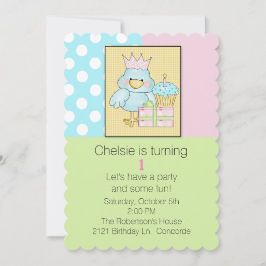 Bleu Chic Babys Invitation d'anniversaire (Devant)