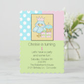 Bleu Chic Babys Invitation d'anniversaire (Debout devant)