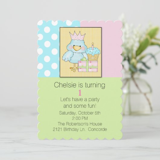 Bleu Chic Babys Invitation d'anniversaire (Debout devant)