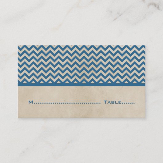 Bleu Chic Chevron Cartes de Place (Devant)