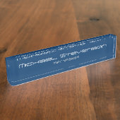 Bleu Chic Élégant Bureau Moderne Plaque De Noms (Taille)