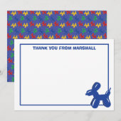 Bleu Chien Balloon Animal Anniversaire Carte de re (Devant / Derrière)