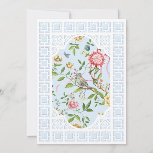 Bleu Chinoiserie Bridal Douche Trianon Invitation (Dos)