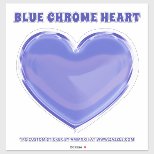 Bleu Chrome Personnalisé Coeur Sticker (Feuille)