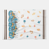 Bleu Chute Citrouille serviette de cuisine (Horizontal)