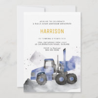 Bleu ciment Camion Invitation Anniversaire