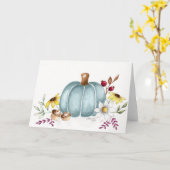 Bleu citrouille blanc Carte Thanksgiving (Fleur jaune)