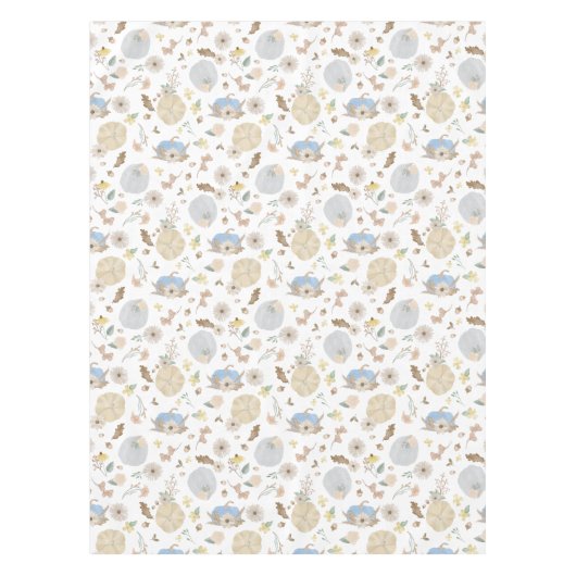 Bleu Citrouille Chute Florale Nappe (Devant)