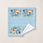 Bleu Citrouille d'automne aquarelle Thanksgiving (Gant de toilette)