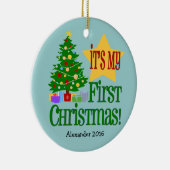 Bleu clair avec arbre premier ornement de Noël pou (Droite)