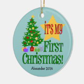 Bleu clair avec arbre premier ornement de Noël pou (Gauche)