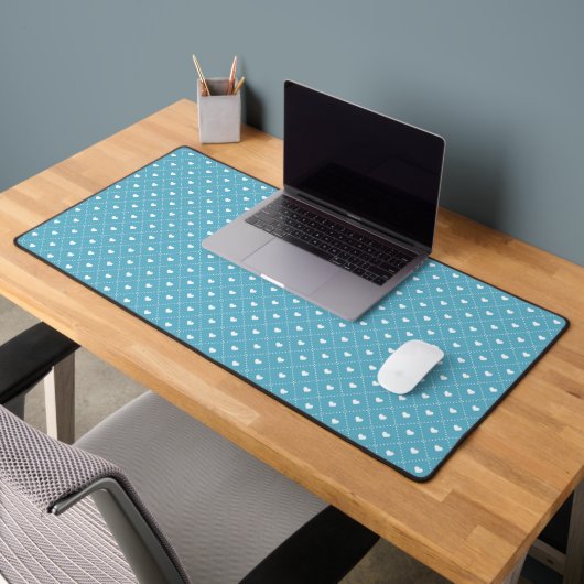 BLEU CLAIR AVEC DES LIGNES DE PETITS COEURS BLANCS (Bureau 2)
