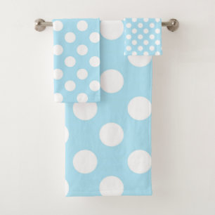 Bleu clair bébé et pois blancs