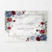 Bleu clair Bourgogne Mariage Floral Tri-Fold (Page de couverture)
