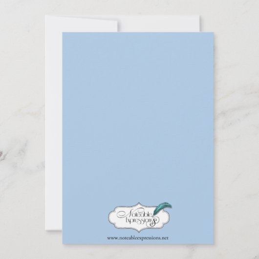 Bleu clair cadre blanc Monogramme Faire-part bébé (Dos)