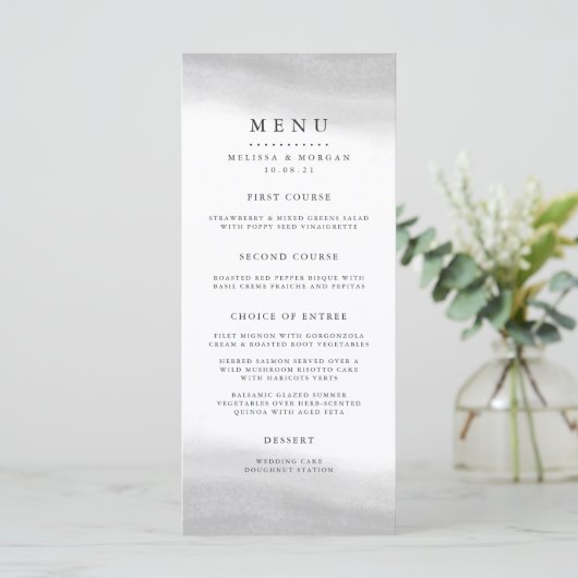 Bleu clair | Carte de menu Mariage (Debout devant)