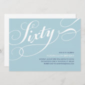 Bleu clair Élégant 60e anniversaire Invitations (Devant / Derrière)