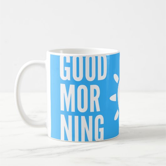 Bleu clair élégant Bon Matin Soleil Thé Mug (Gauche)