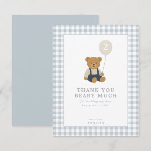 Bleu clair En vichy Teddy Bear carte de remercieme