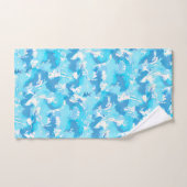 bleu clair et blanc Abstrait avec nom (Serviette à main)