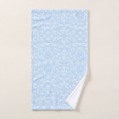 Bleu clair et blanc botanique monogrammé (Serviette à main)