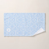 Bleu clair et blanc botanique monogrammé (Serviette à main)