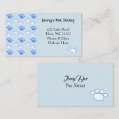 Bleu clair et blanc Cartes de visite Paw (Devant / Derrière)