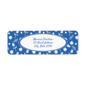 Bleu clair et blanc Étiquette à motifs floraux (Devant)
