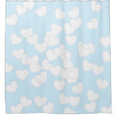 Bleu Clair Et Grand Coeur Blanc Douche Rideau (Devant)