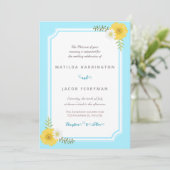 Bleu clair et jaune Pastel Floral Invitation (Debout devant)