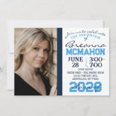 Bleu clair et marine Graduation 2 Invitation photo (Devant)