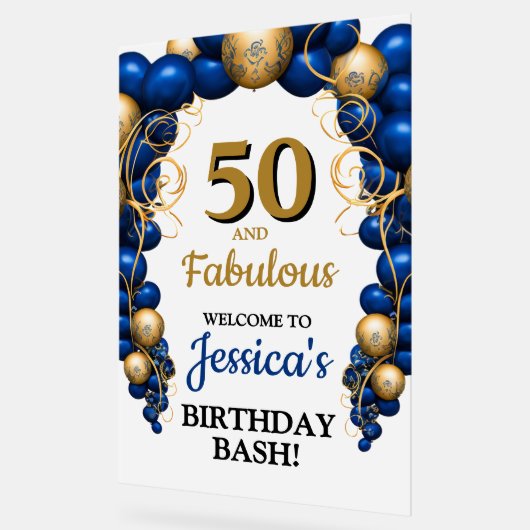 Bleu clair et or plat fête d'anniversaire (Angle)